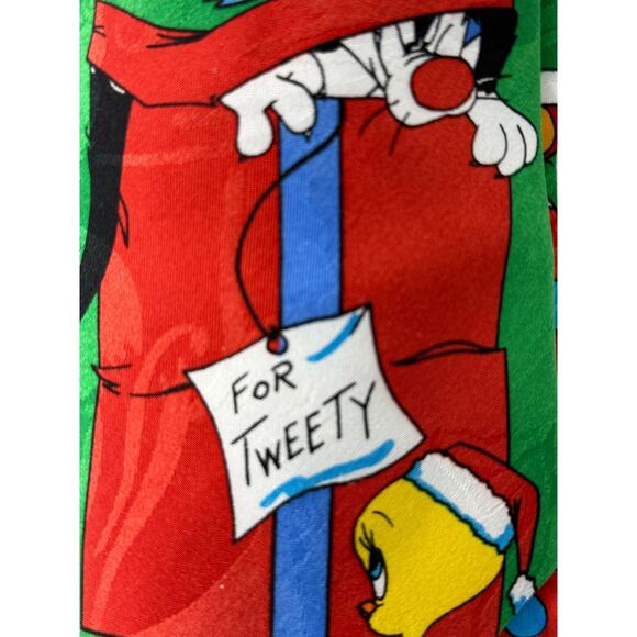 Vintage 1994 Looney Tunes Christmas Tie Tweety Tasmanian Devil Holiday - Picture 2 of 6